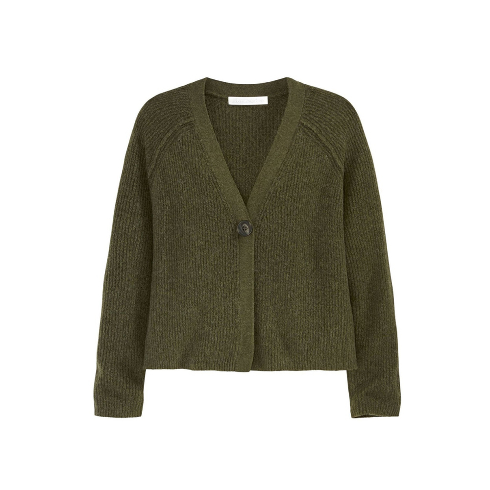 Adyson Parker Women's Large Cropped Knit Button Front Cardigan Olive Green NWT